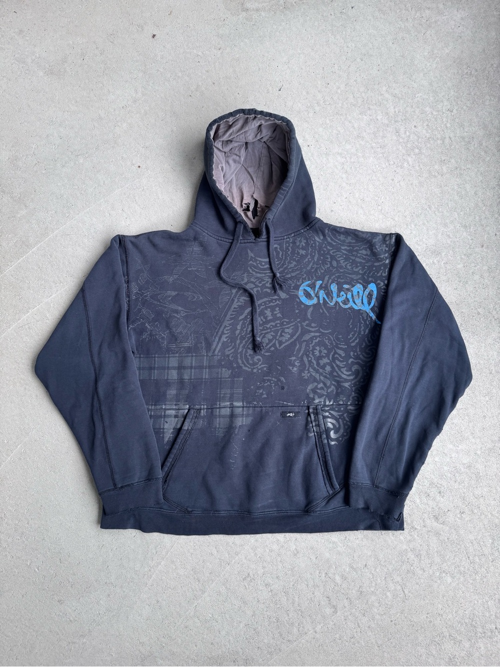 O'Neill Men's Dark Navy Crewneck Hoodie with Light Blue Logo